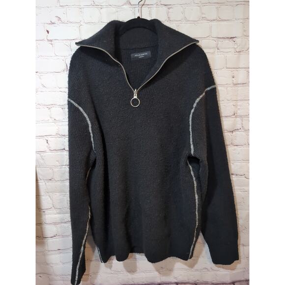 All Saints Asteroid Zip Funnel Neck Sweater Black Size M Men's - Picture 4 of 16